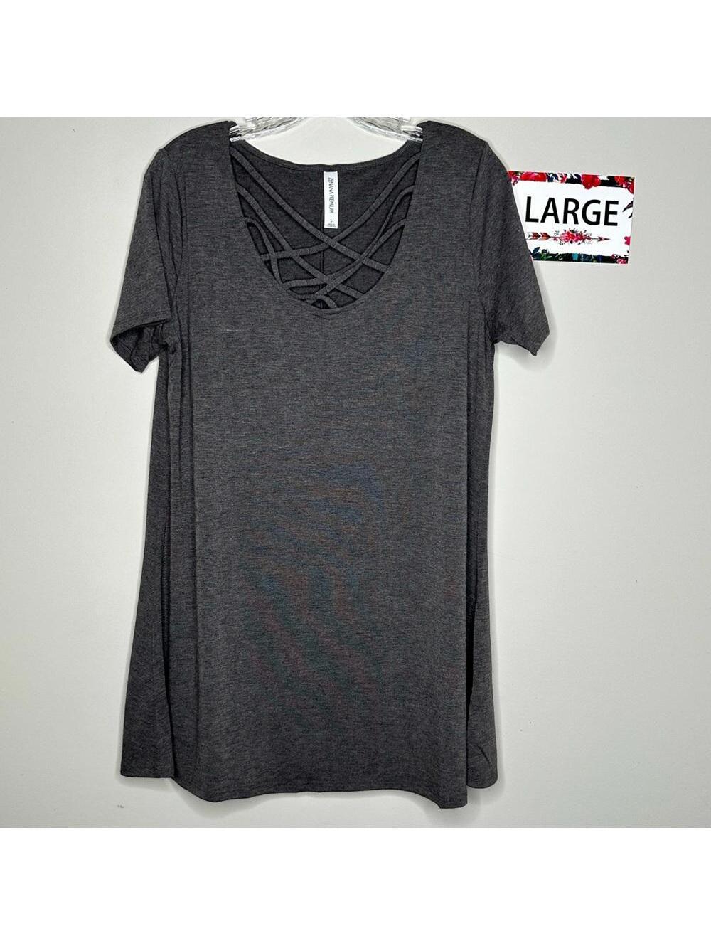 Zenana Premium L triple lattice tee GRAY, Large